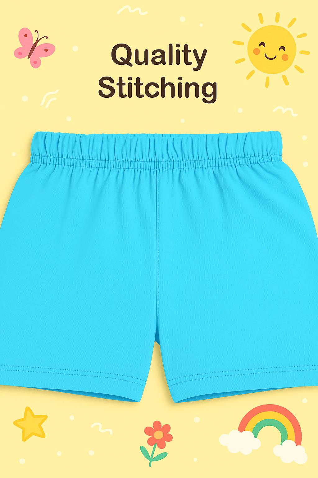 Pure Cotton Plain Shorts for Girls Kid with Elastic Age 1 To 2 (Pack of 10)