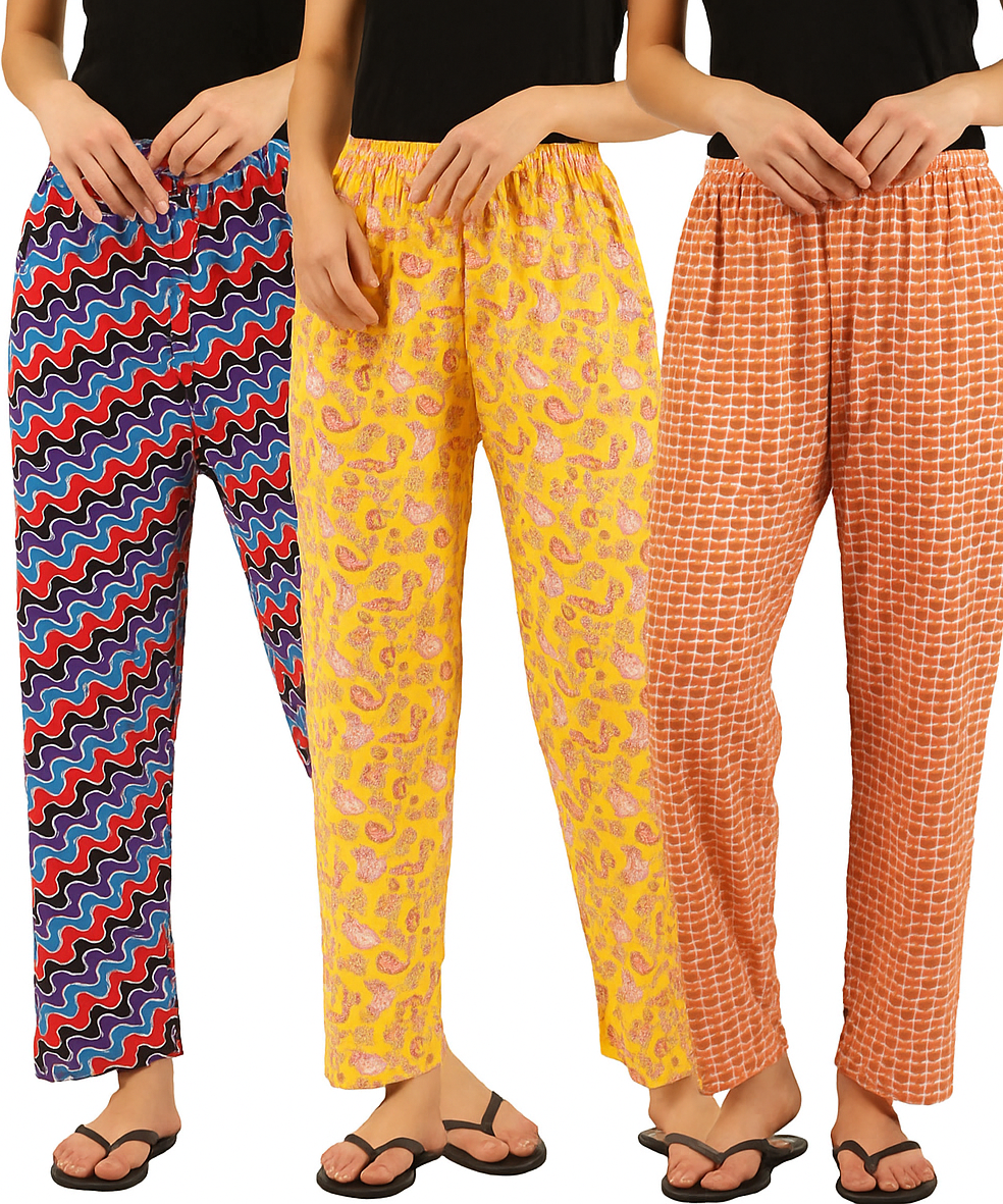 Women's 100% Printed Soft Cotton Night Wear - Pyjama (Pack of 3)
