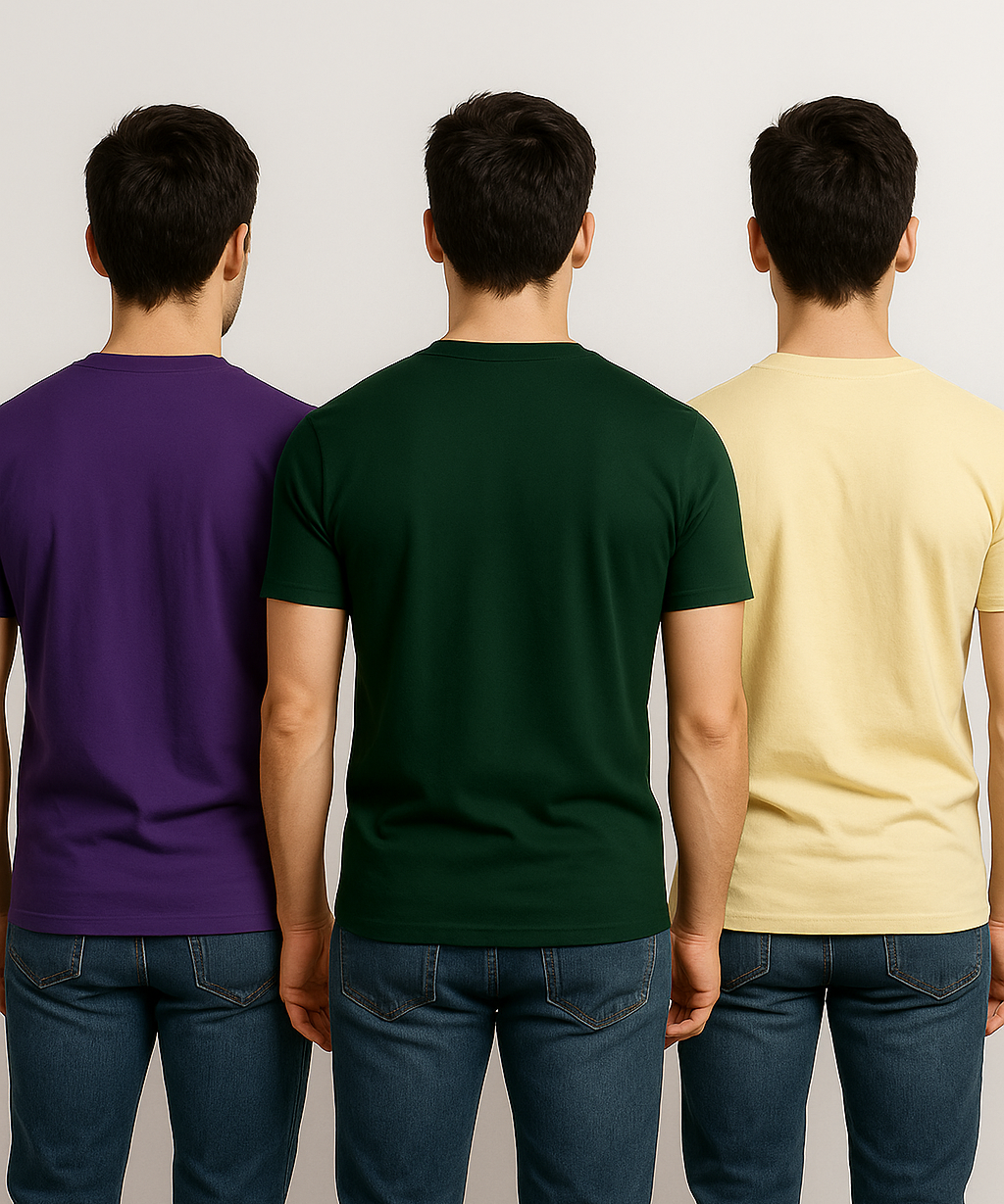 Men's Half Sleeve Printed Round Neck T-Shirt Combo (Pack of 3)