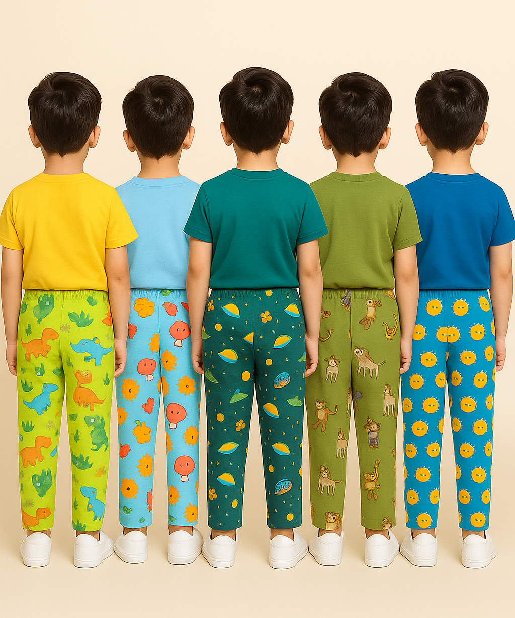 Pure Cotton Printed Lower/Track Pant for Casual Wear/Night wear for Kids Boys/Girls (Pack of 5)