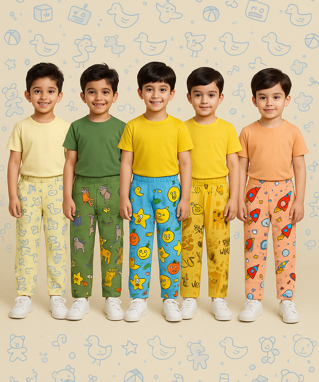 Pure Cotton Printed Lower/Track Pant for Casual Wear/Night wear for Kids Boys/Girls (Pack of 5)