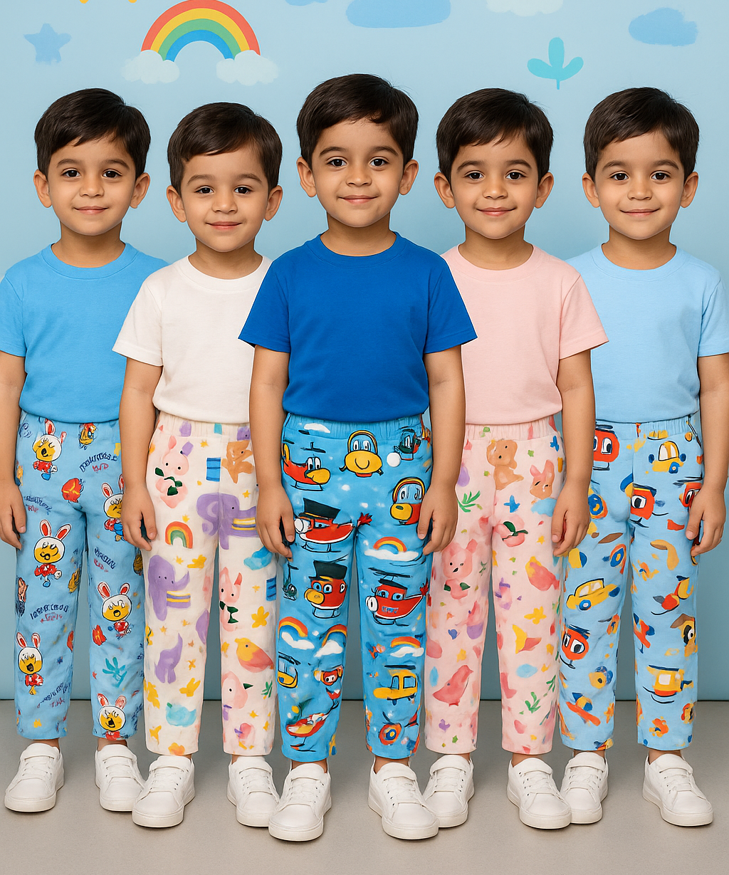 Pure Cotton Printed Lower/Track Pant for Casual Wear/Night wear for Kids Boys/Girls (Pack of 5)