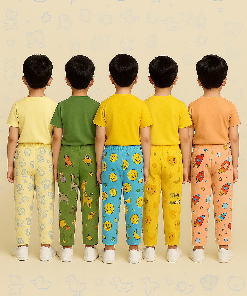 Pure Cotton Printed Lower/Track Pant for Casual Wear/Night wear for Kids Boys/Girls (Pack of 5)