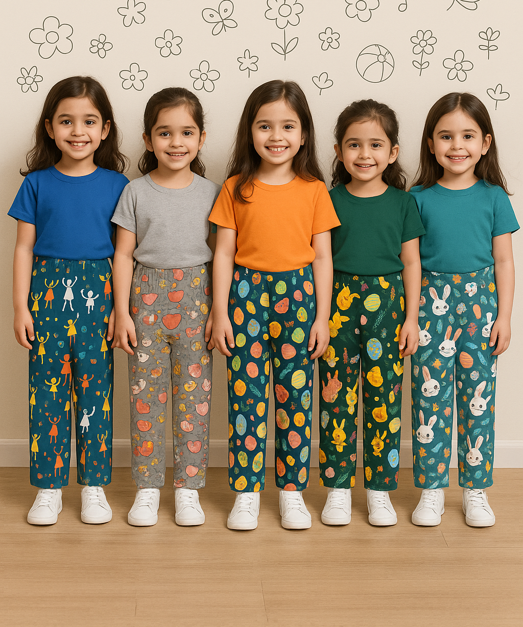 Pure Cotton Printed Pyjamas / Track Pant for Casual Night wear for Girl Kids Age 0 To 5 Years (Pack of 5)
