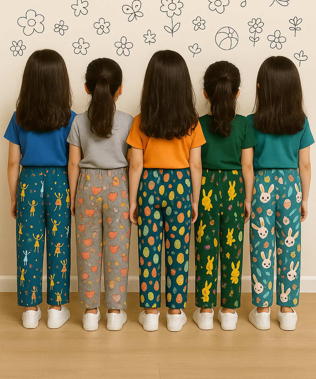 Pure Cotton Printed Pyjamas / Track Pant for Casual Night wear for Girl Kids Age 0 To 5 Years (Pack of 5)
