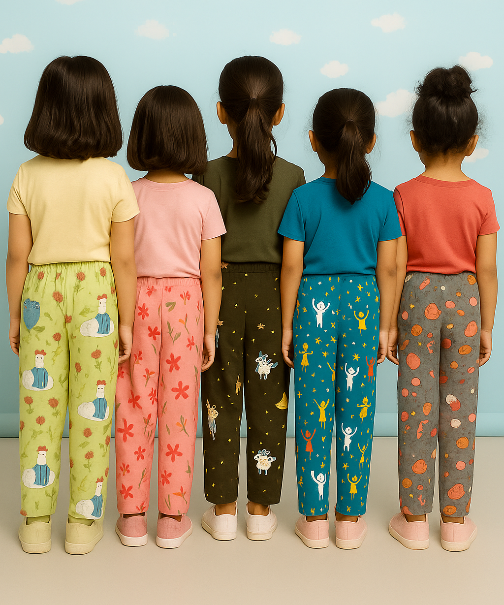 Pure Cotton Printed Pyjamas / Track Pant for Casual Night wear for Girl Kids Age 0 To 5 Years (Pack of 5)