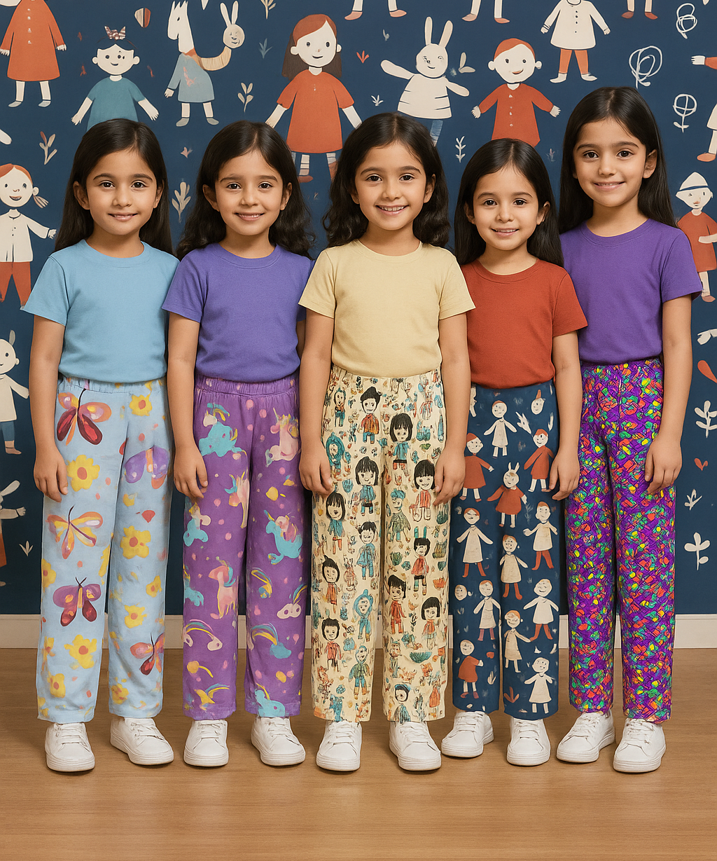 Pure Cotton Printed Pyjamas / Track Pant for Casual Night wear for Girl Kids Age 0 To 5 Years (Pack of 5)