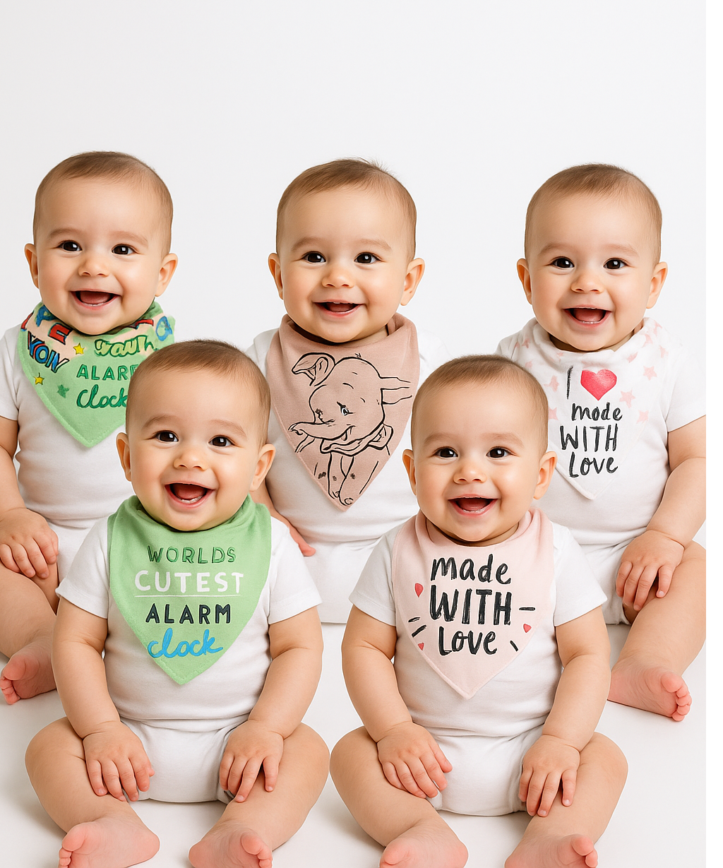 Baby Feeding Bibs V Shape 100% Pure Cotton for 3–12 Months (Pack of 5)