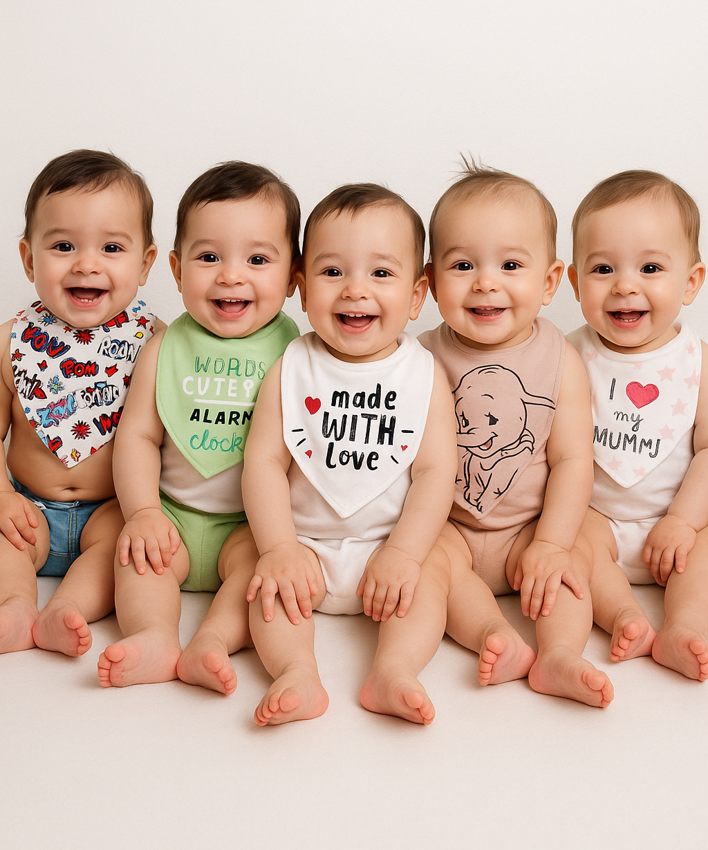 Baby Feeding Bibs V Shape 100% Pure Cotton for 3–12 Months (Pack of 5)