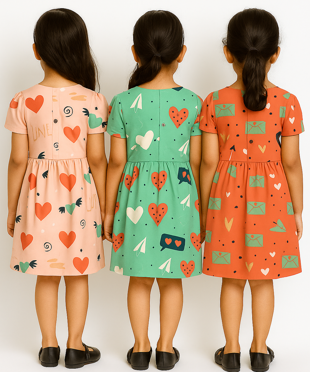 Girl Kids Frock 100% Cotton Floral Printed Gown Dress/Frock Dress | Age 1 to 5 Years (Pack of 3 Pieces)