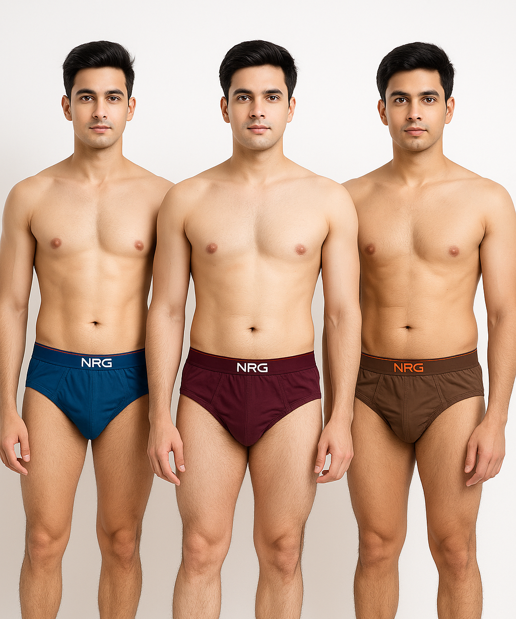 NRG Mens 100% Cotton Comfort Brief (Pack of 3)