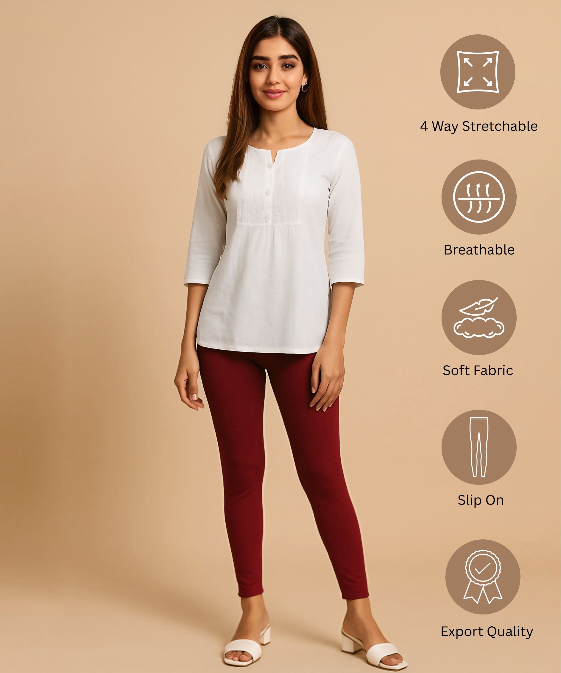 Premium 4 way Lycra Women Leggings (Ankle Length)