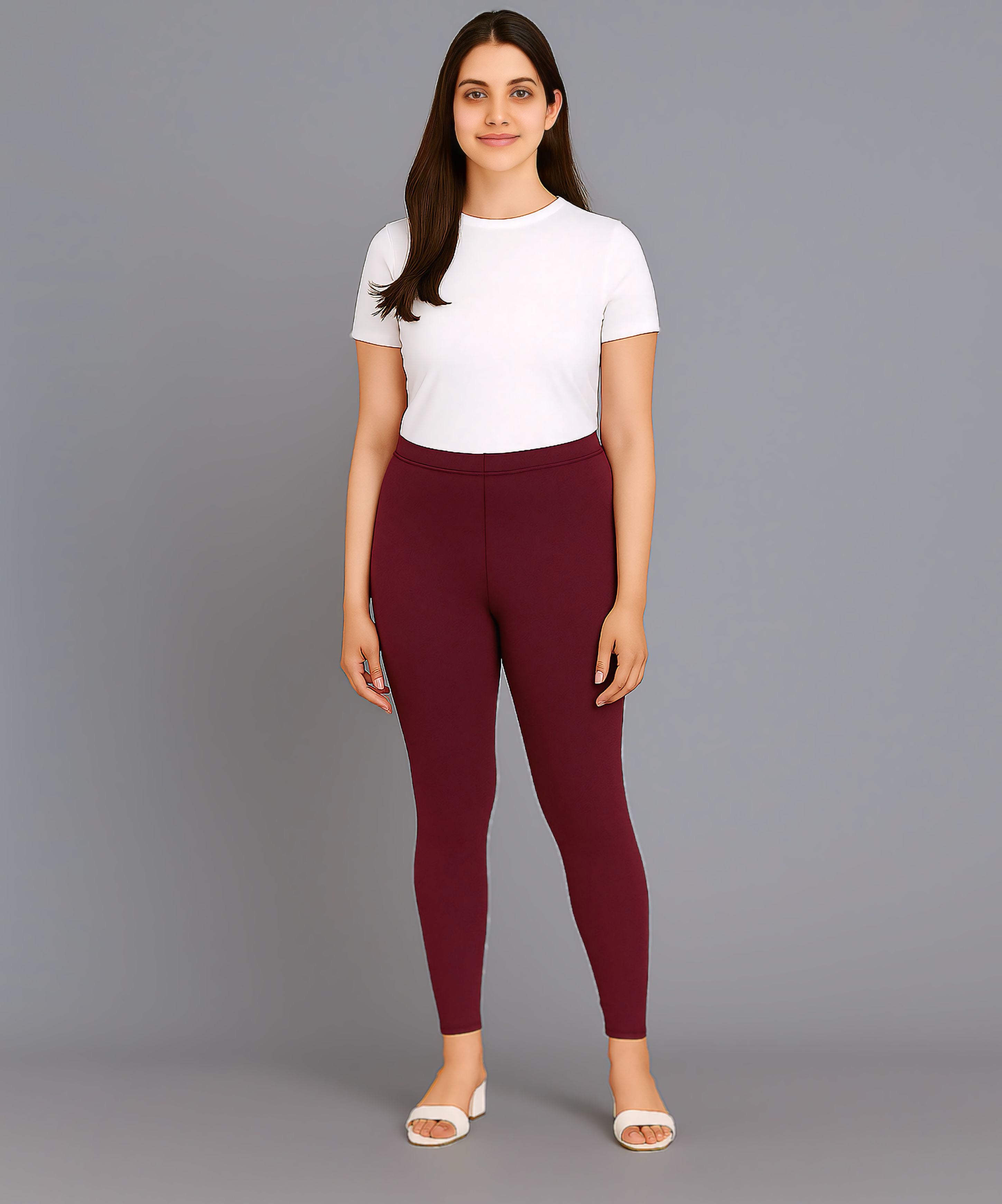Maroon Color Premium 4 way Lycra Women Leggings (Ankle Length)