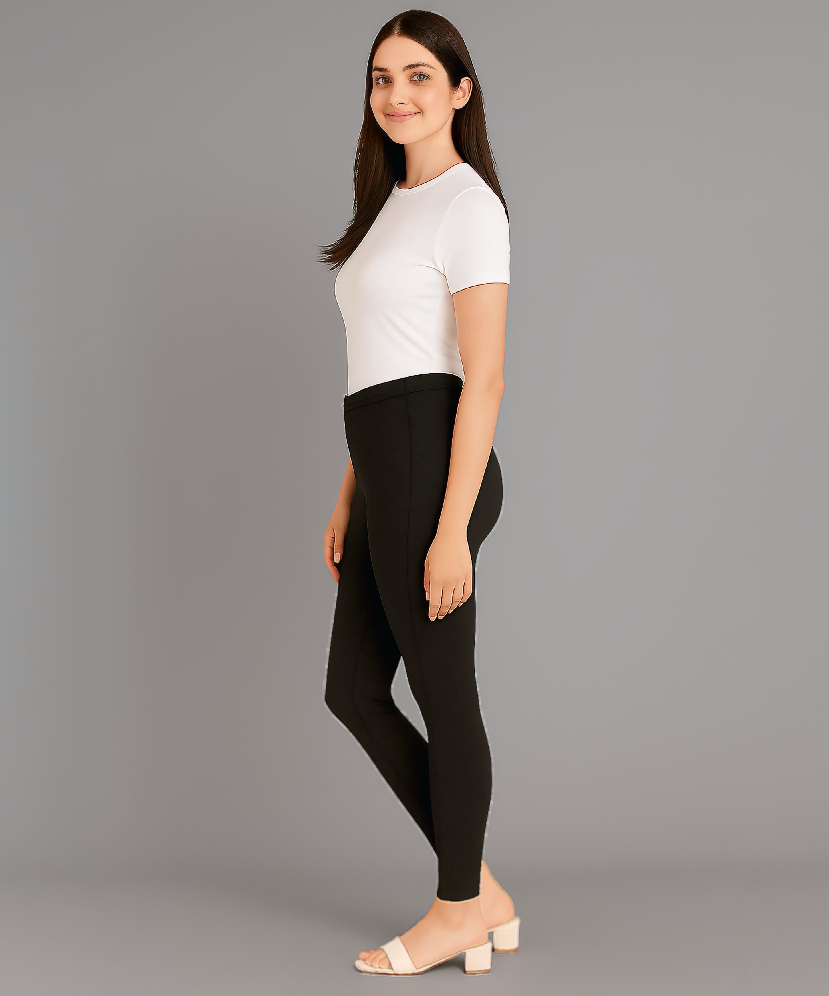 Black Color Premium 4 way Lycra Women Leggings (Ankle Length)