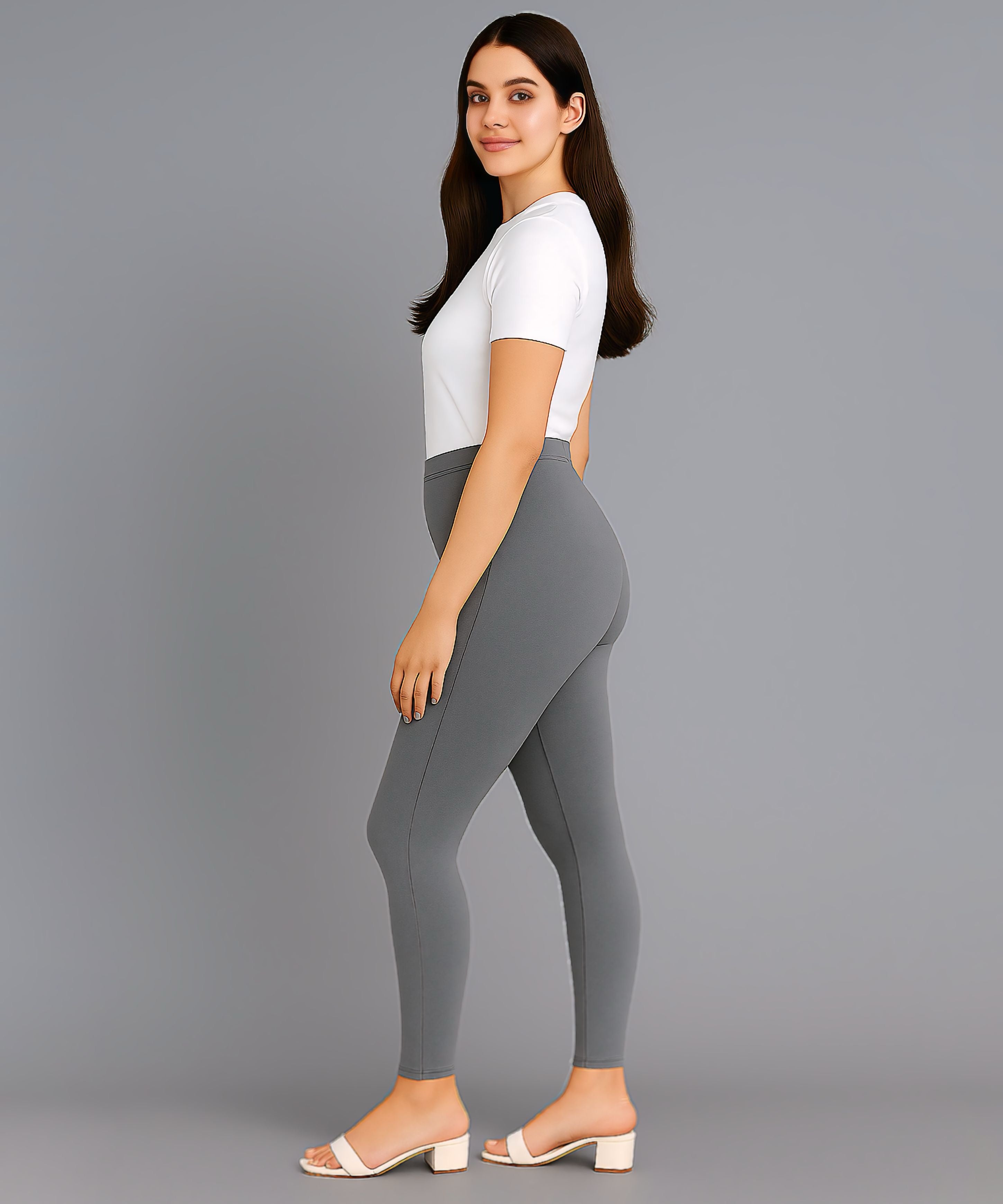 Grey Color Premium 4 way Lycra Women Leggings (Ankle Length)