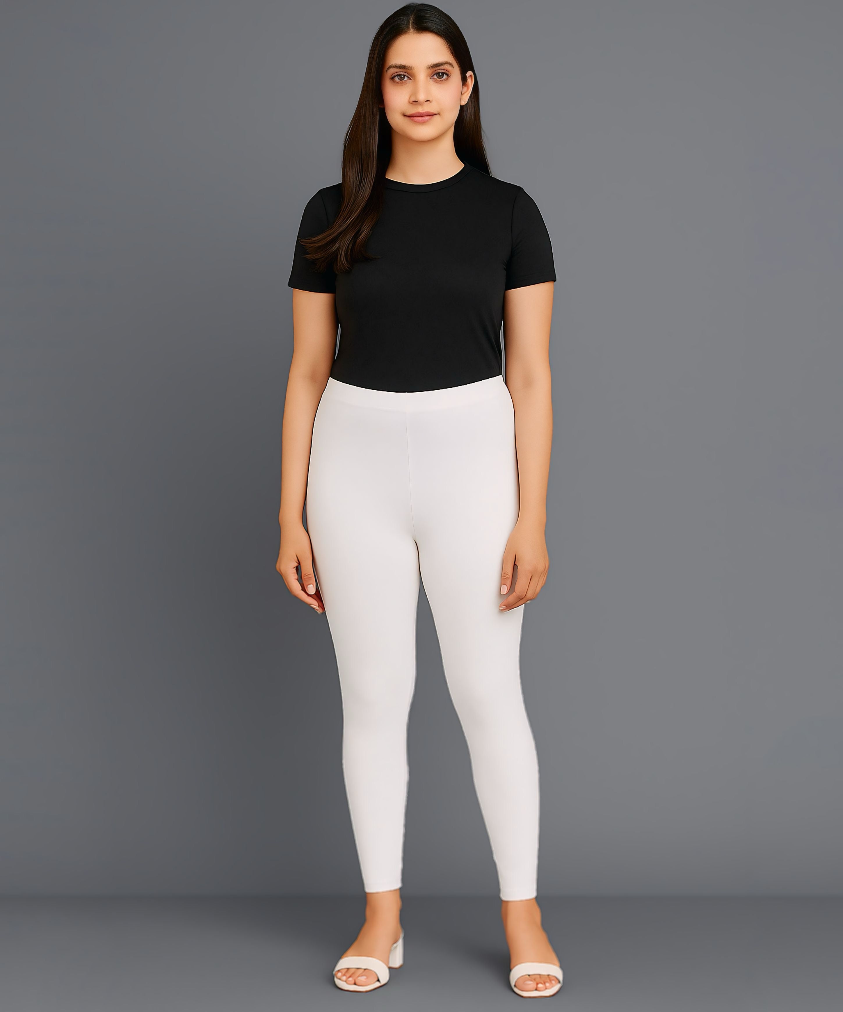 White Color Premium 4 way Lycra Women Leggings (Ankle Length)