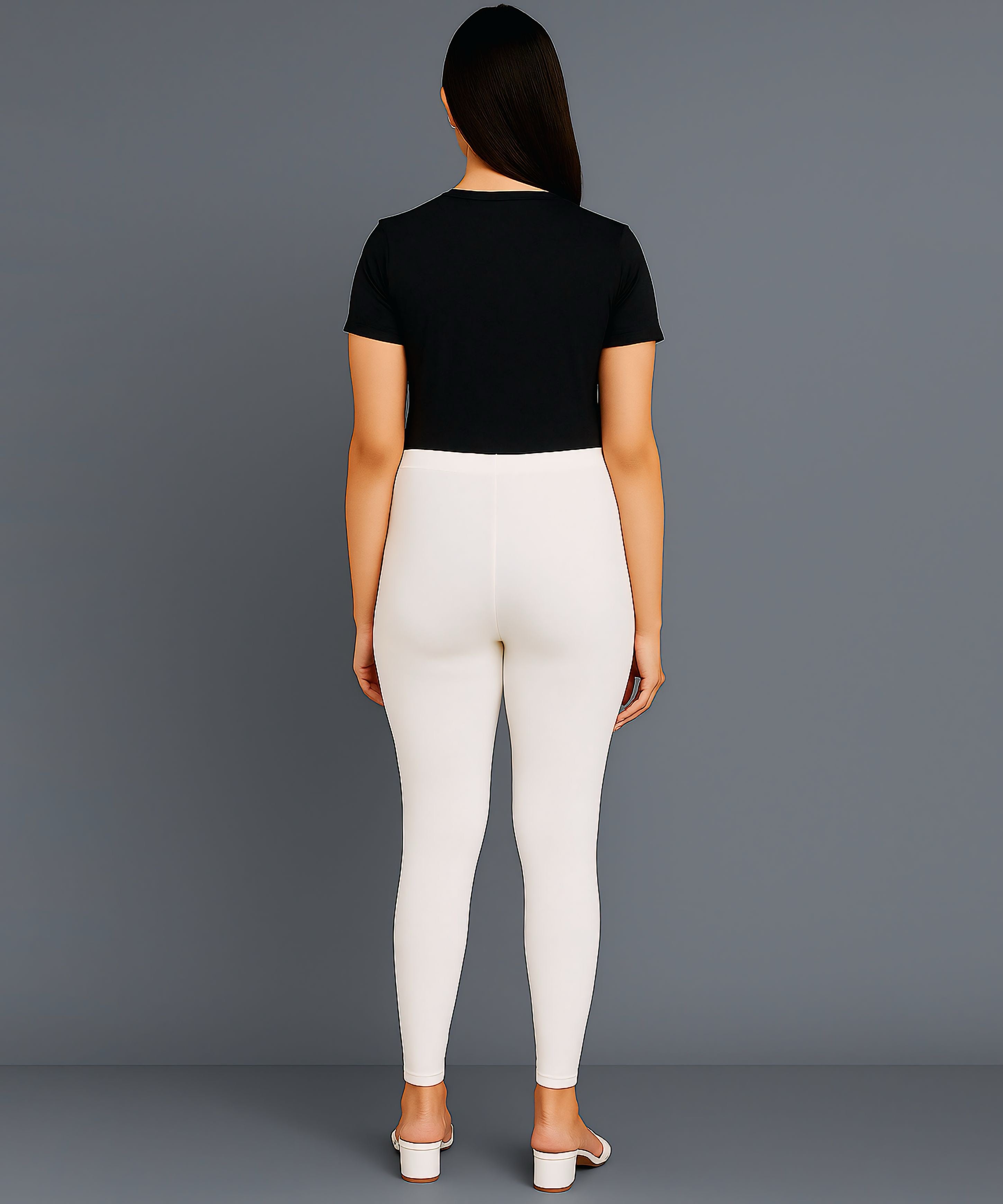 White Color Premium 4 way Lycra Women Leggings (Ankle Length)