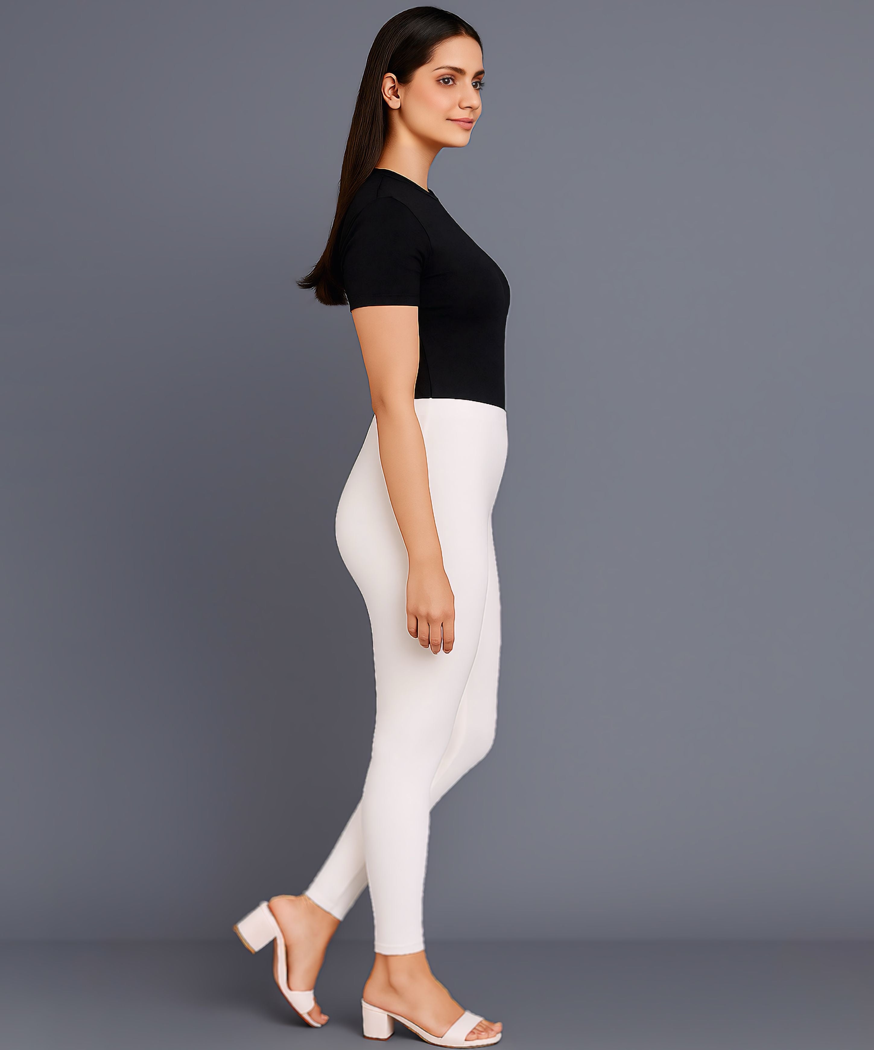 White Color Premium 4 way Lycra Women Leggings (Ankle Length)