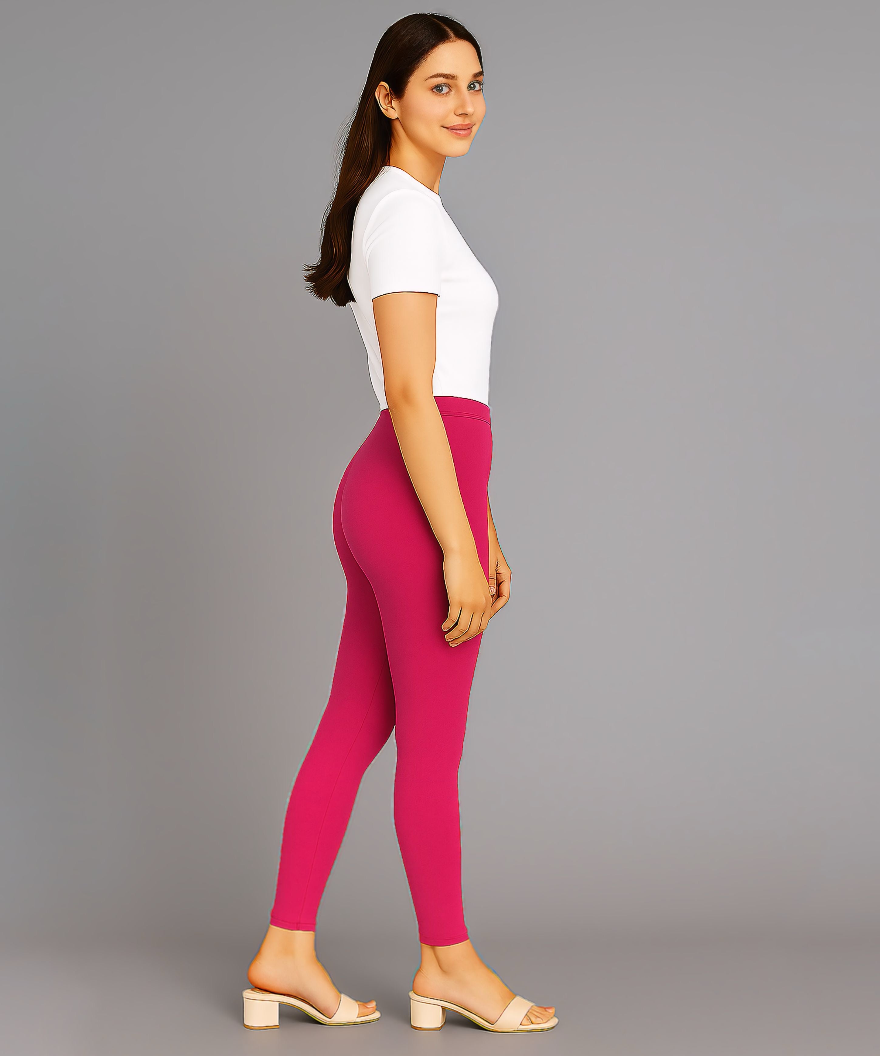 Pink Color Premium 4 way Lycra Women Leggings (Ankle Length)