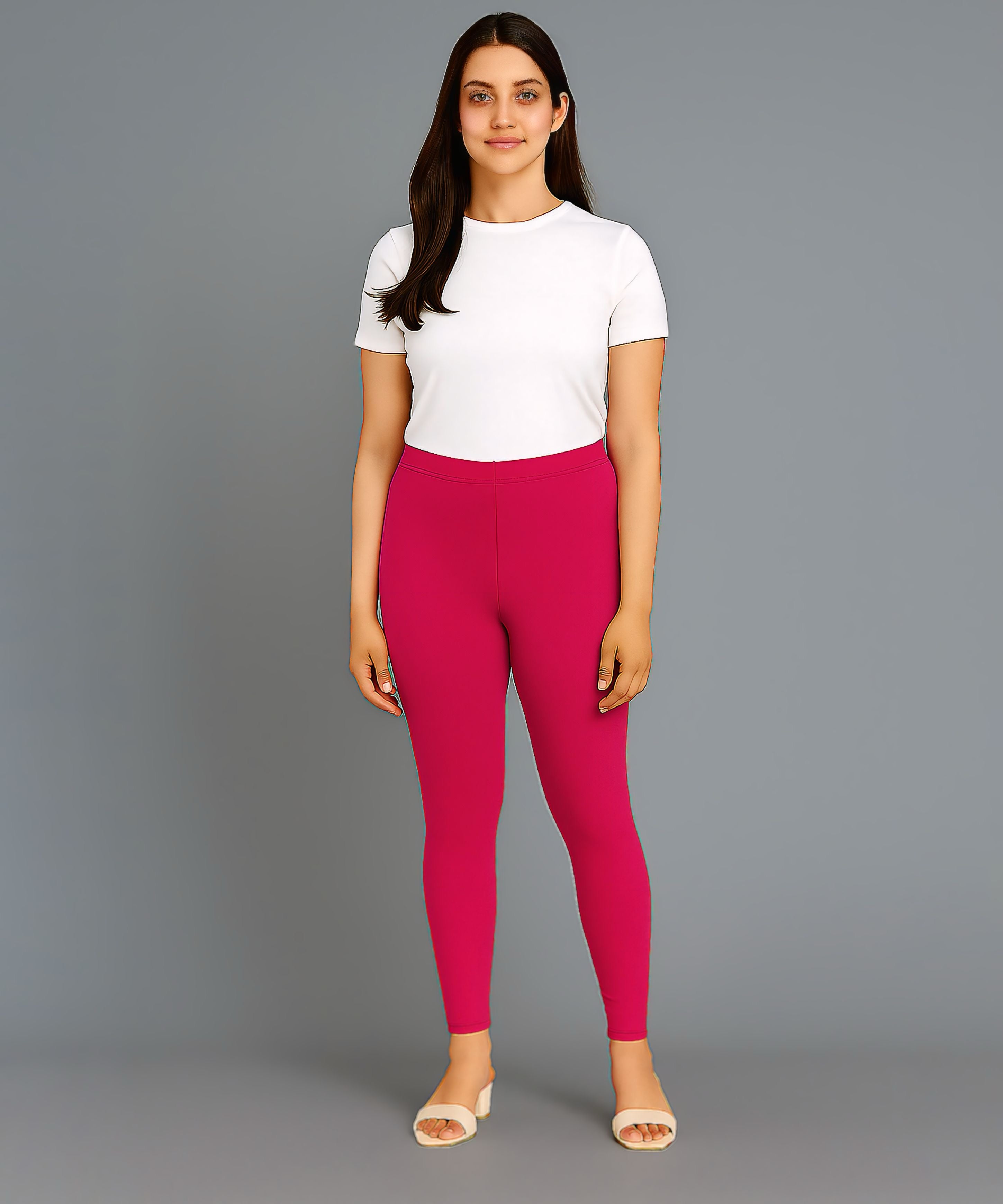 Pink Color Premium 4 way Lycra Women Leggings (Ankle Length)