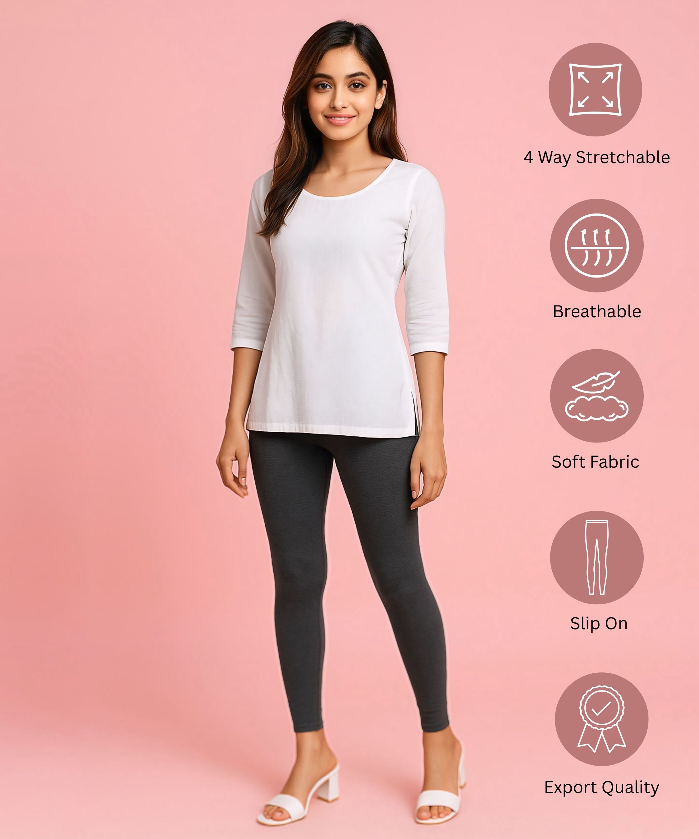 Premium 4 way Lycra Women Leggings (Ankle Length)