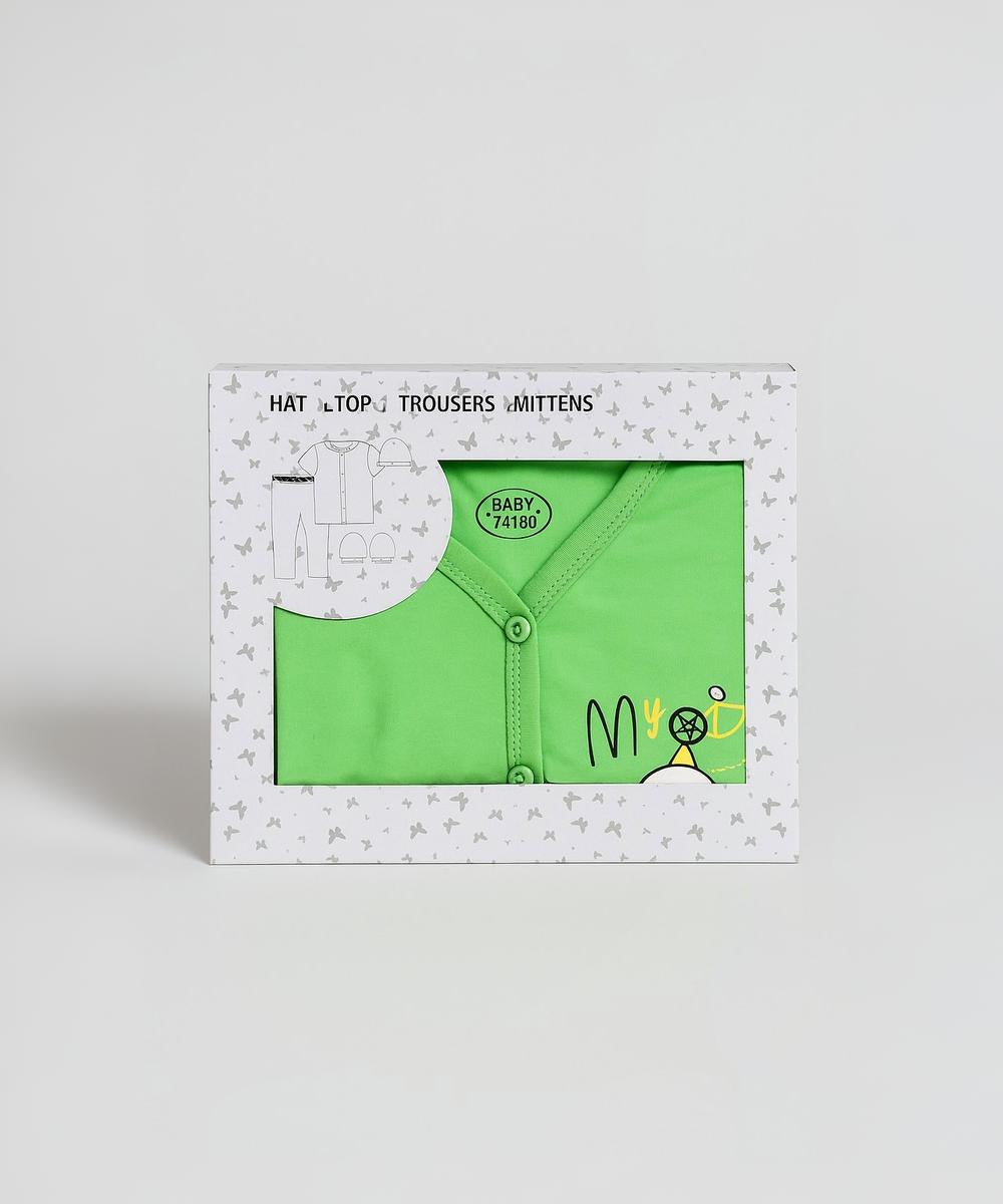 Babies Gift Box Co-ord Set | Tshirt, Trackpant, Cap, Mittens for New Born Babies | Age 3-18 Months