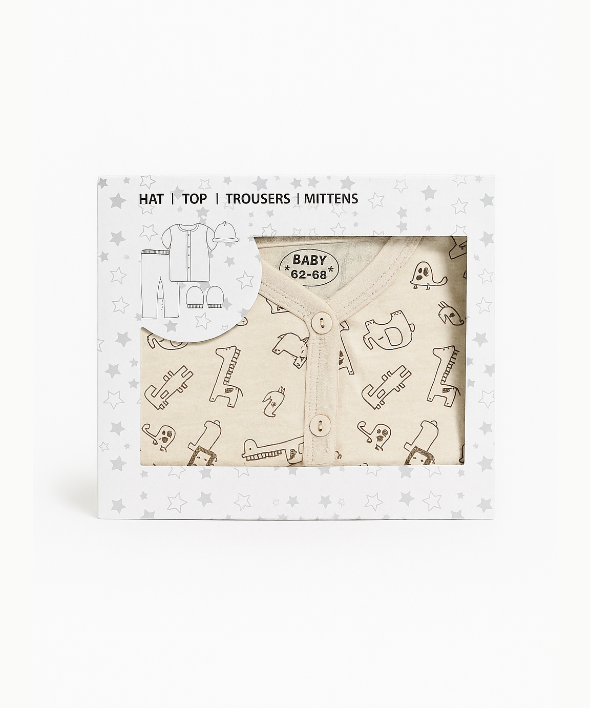 Babies Gift Box Co-ord Set | Tshirt, Trackpant, Cap, Mittens for New Born Babies | Age 3-18 Months