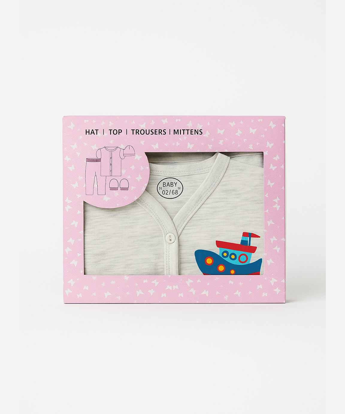 Babies Gift Box Co-ord Set | Tshirt, Trackpant, Cap, Mittens for New Born Babies | Age 3-18 Months