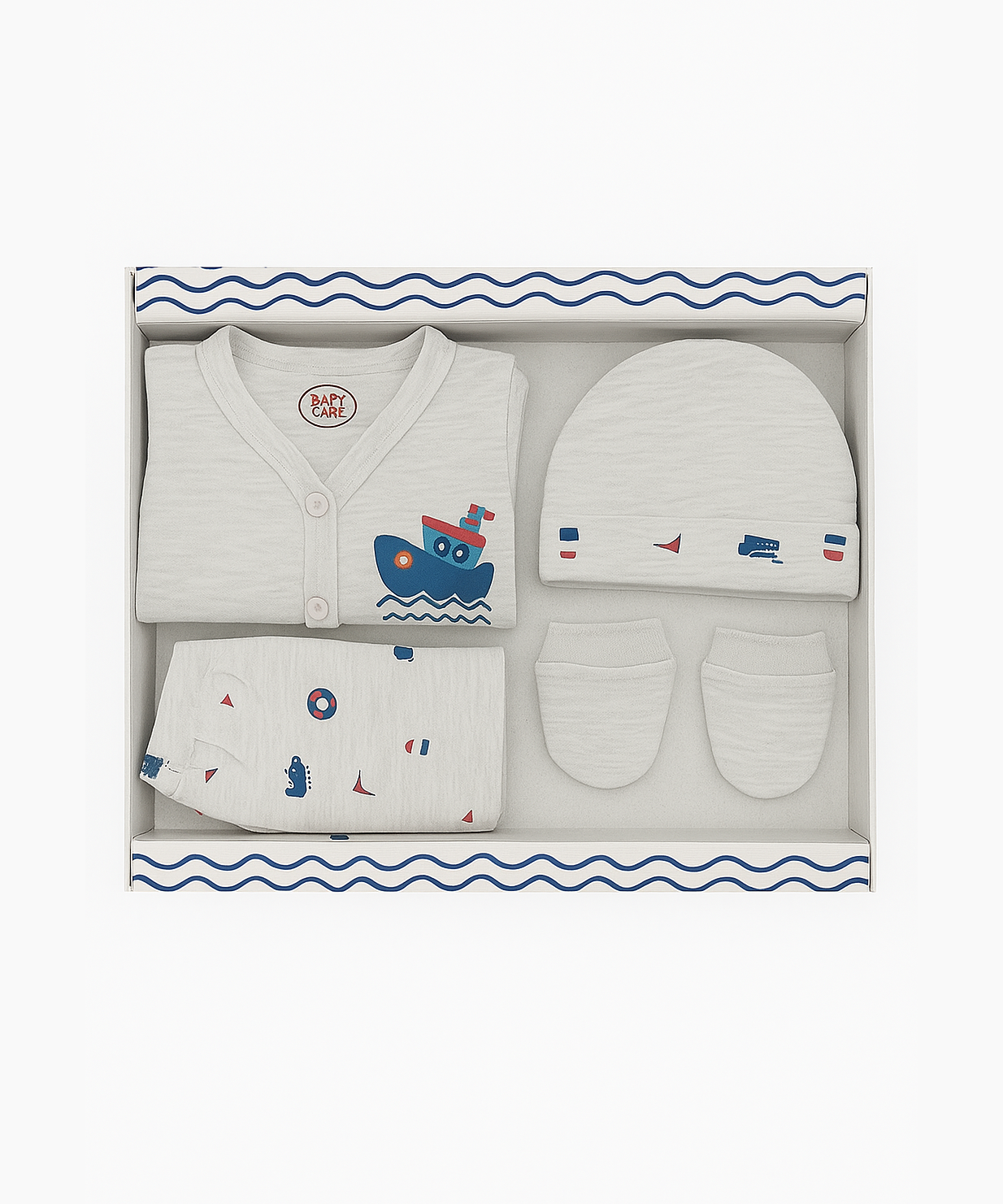Babies Gift Box Co-ord Set | Tshirt, Trackpant, Cap, Mittens for New Born Babies | Age 3-18 Months