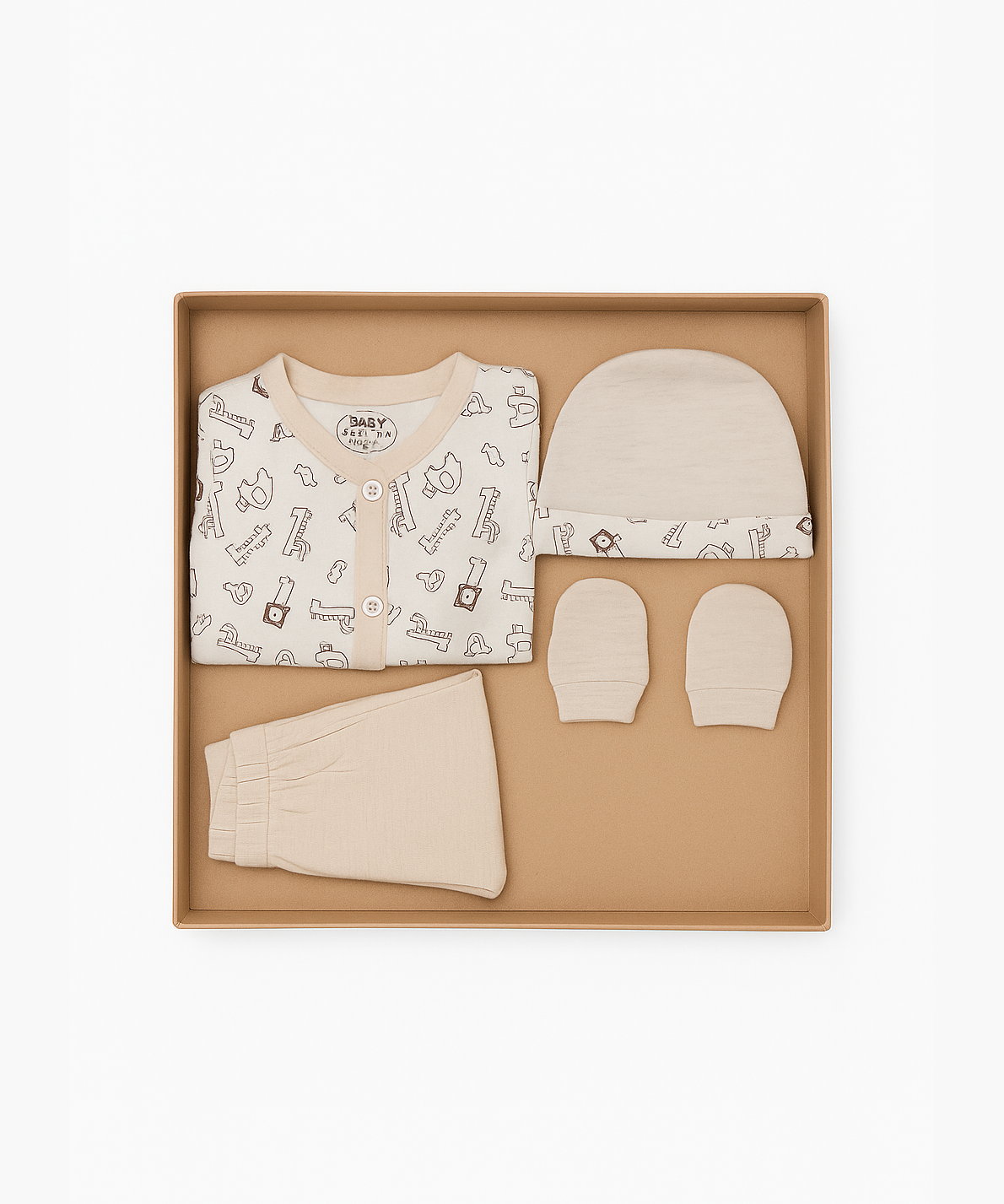 Babies Gift Box Co-ord Set | Tshirt, Trackpant, Cap, Mittens for New Born Babies | Age 3-18 Months