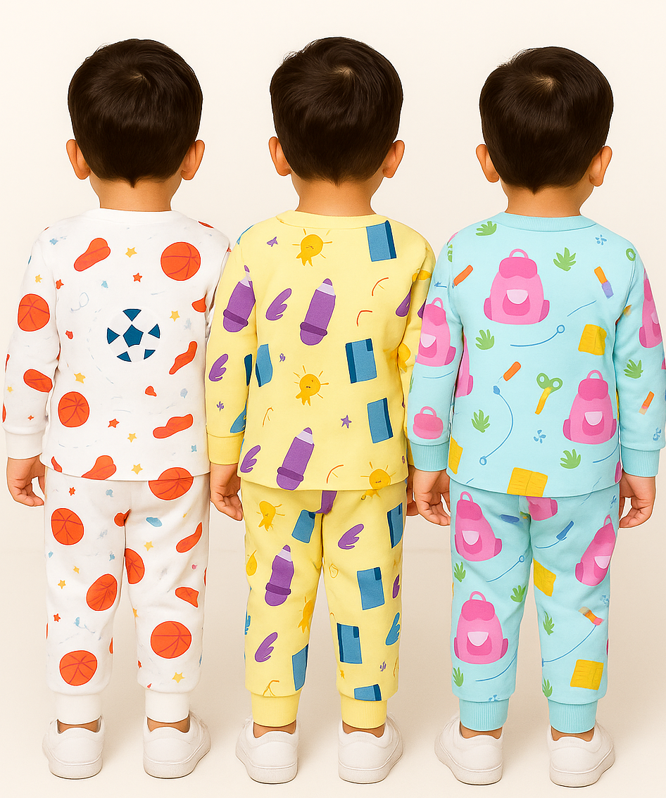 Boy Babies Co-ord Set | Full sleeve Tshirt and Trackpant for Boy Baby | Sizes Age 3-6 Months (Pack of 3 Set)
