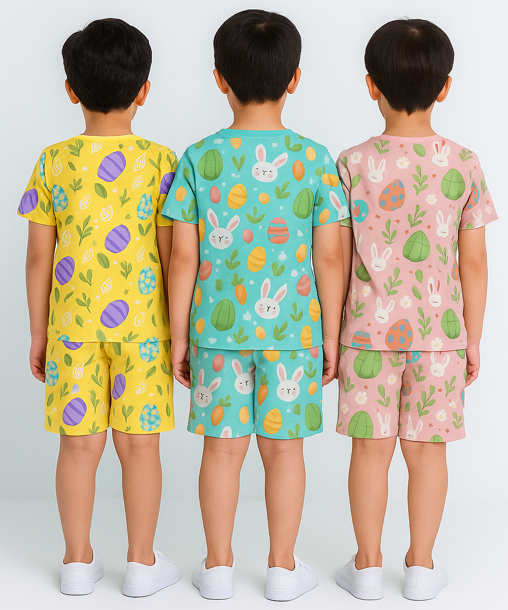 Boys Cotton Cartoon Printed Kids Co-ord Set Combo | Age 1 to 10 Years | Tshirt & Shorts (Combo Set Pack of 3)