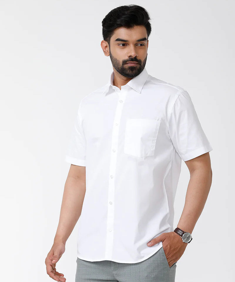 Premium Cotton Slim Fit White Formal Shirt for Men