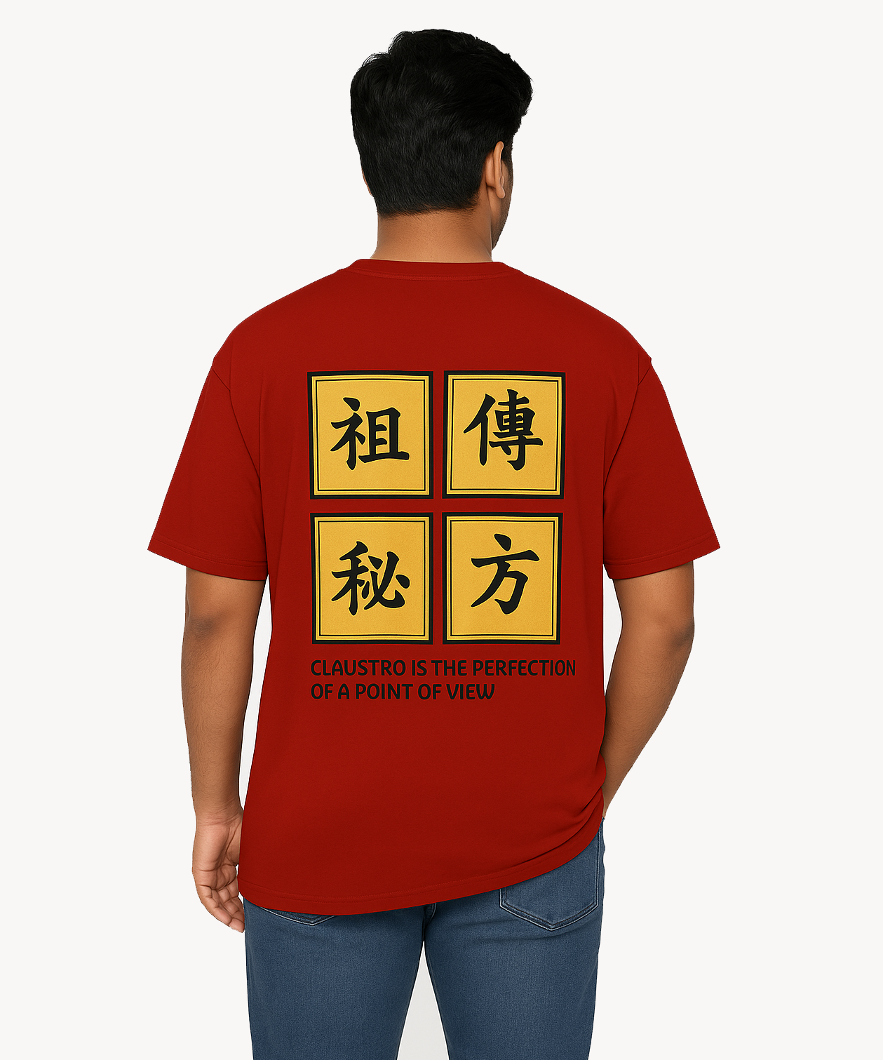 Drop Shoulder/Oversized Tshirt With Chinese Word Printed / Solid Brand