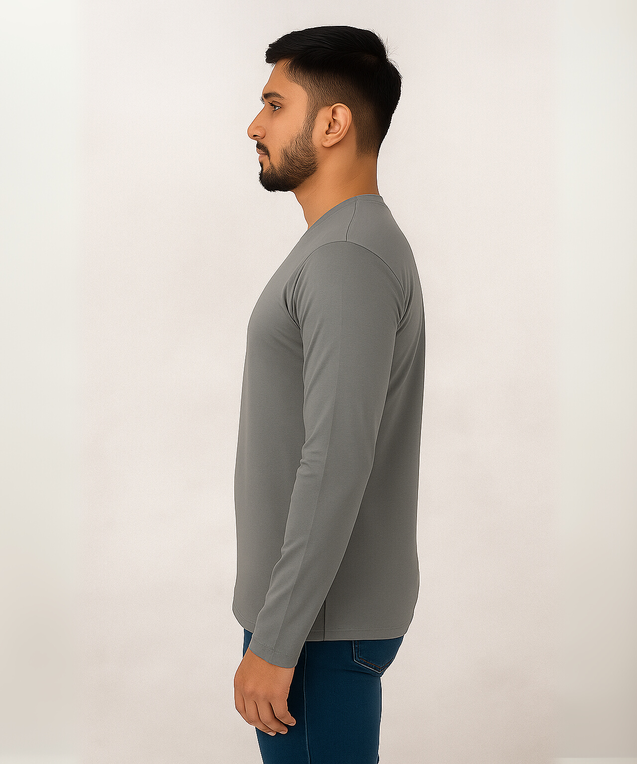 Full Sleeve Round Neck T Shirt / 100% Combed Cotton Single Jersey Bio Wash / ROLLS RUN