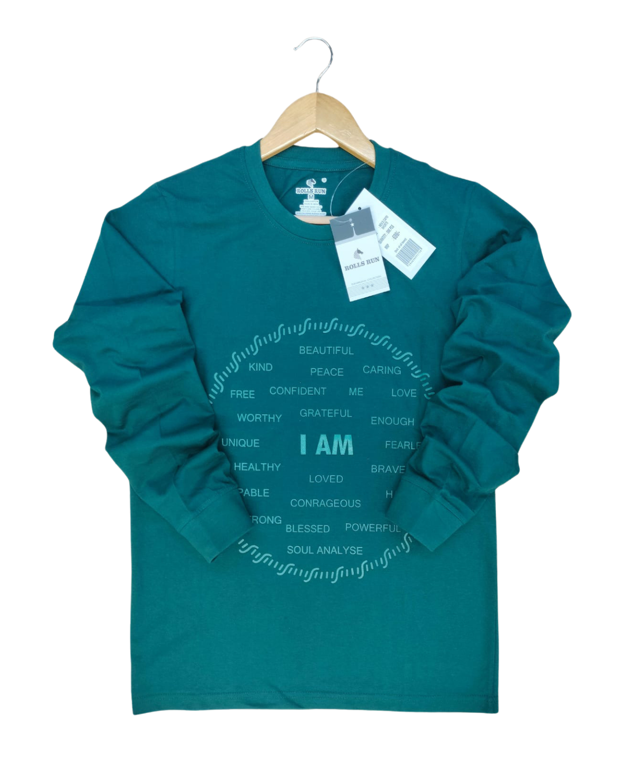 Full Sleeve Round Neck T Shirt / 100% Combed Cotton Single Jersey Bio Wash / ROLLS RUN
