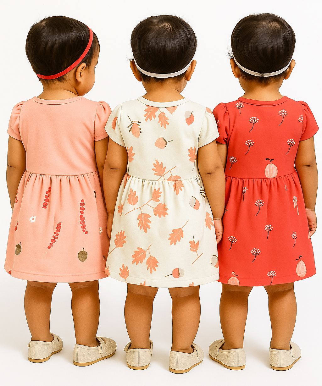 Girl Baby Frock 100% Cotton Floral Printed Gown Dress/Frock Dress | Age 0 to 12 Months (Pack of 3 Pieces)