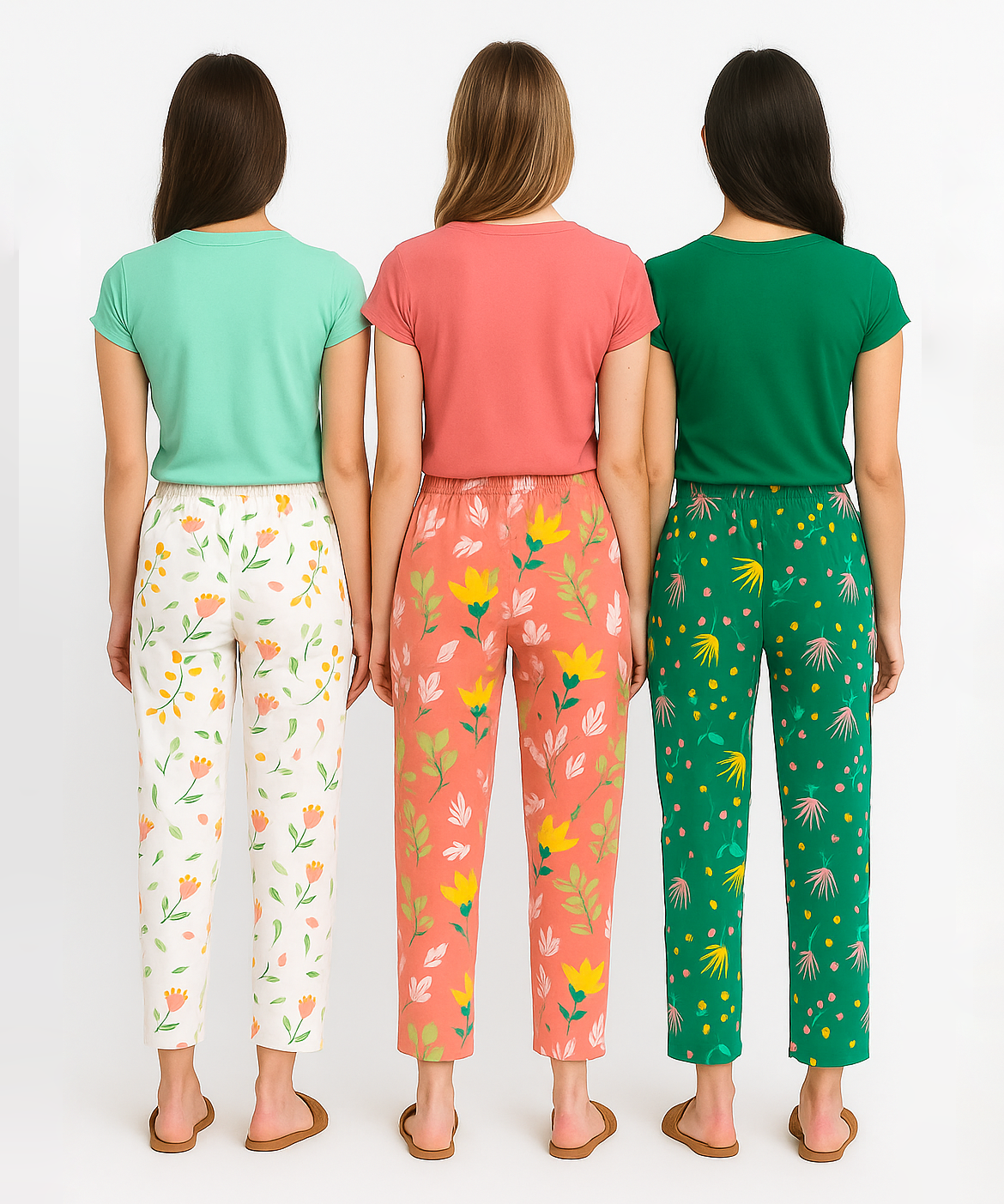 Women's 100% Printed Soft Cotton Night Wear | Track Pant - Pyjama (Pack of 3)