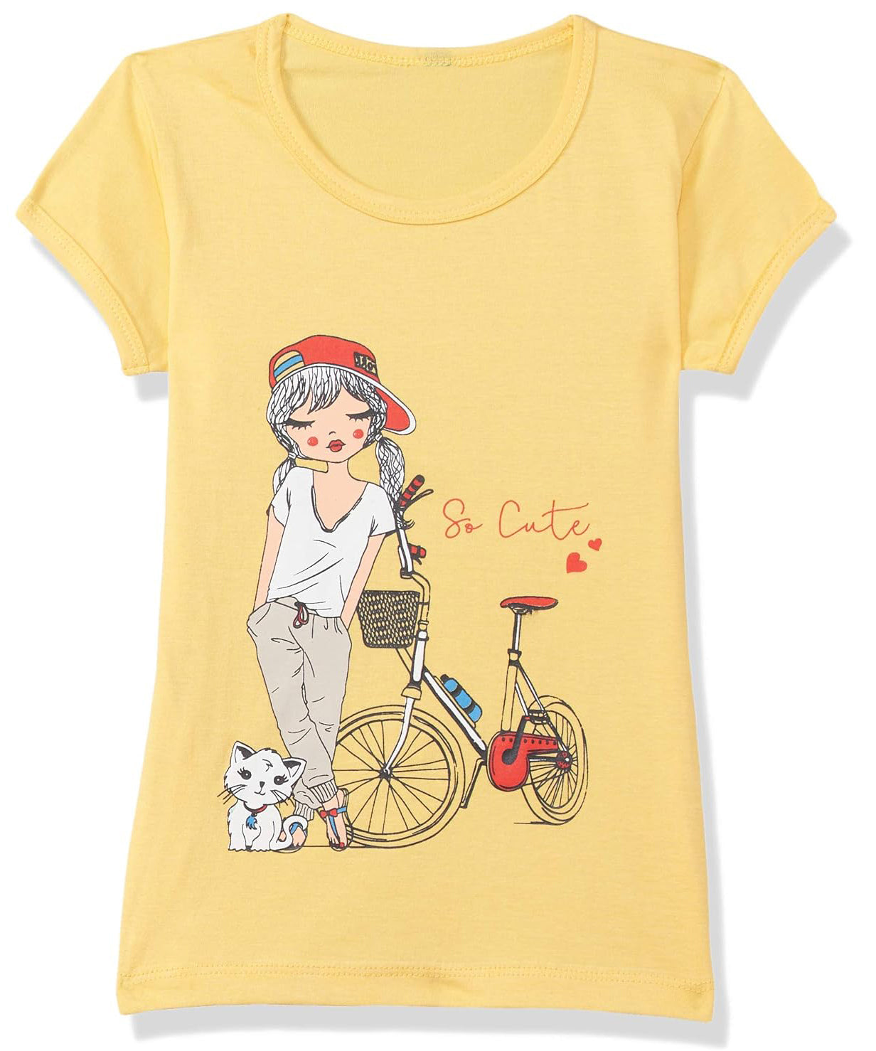 Girls Printed Casual Round Neck Tshirt (Pack of 5)