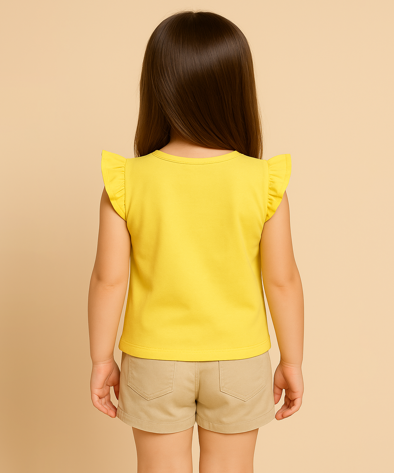 Girls Tshirt 100% Cotton Biowash Cartoon Printed Yellow Color Tshirt 2 To 11 Years