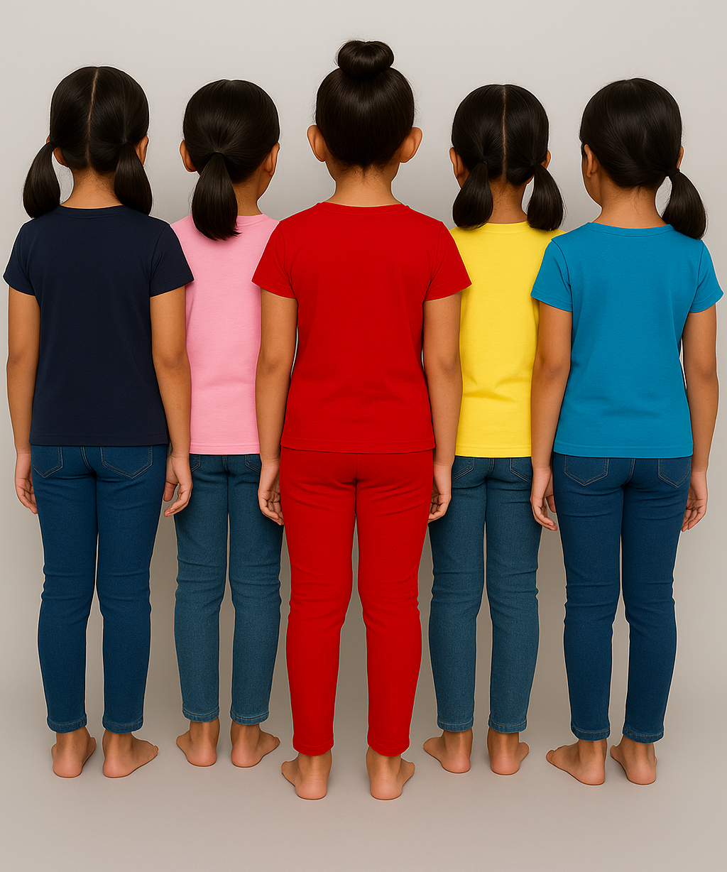 Girls Printed Casual 6 To 7 Years Round Neck Tshirt (Pack of 5)