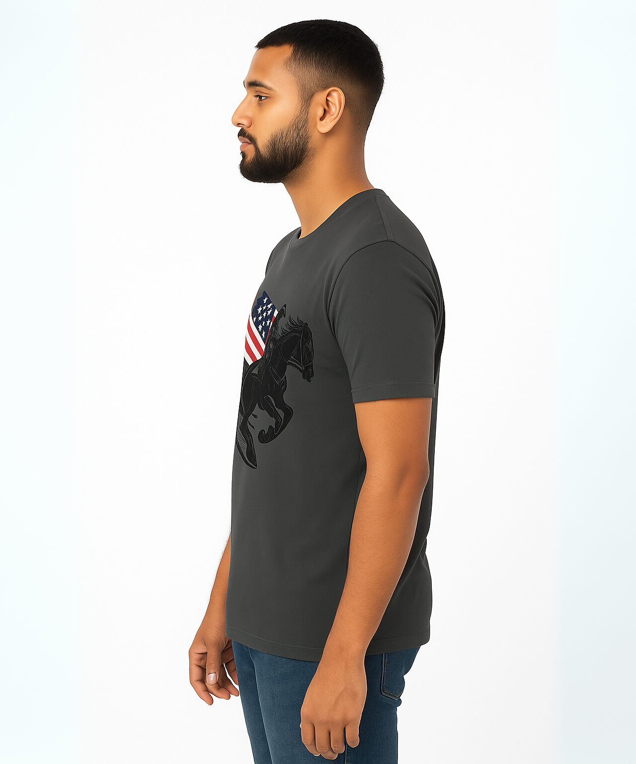 Half Sleeve Round Neck Tshirt / 100% Cotton Fine Bio Wash / ROLLS RUN