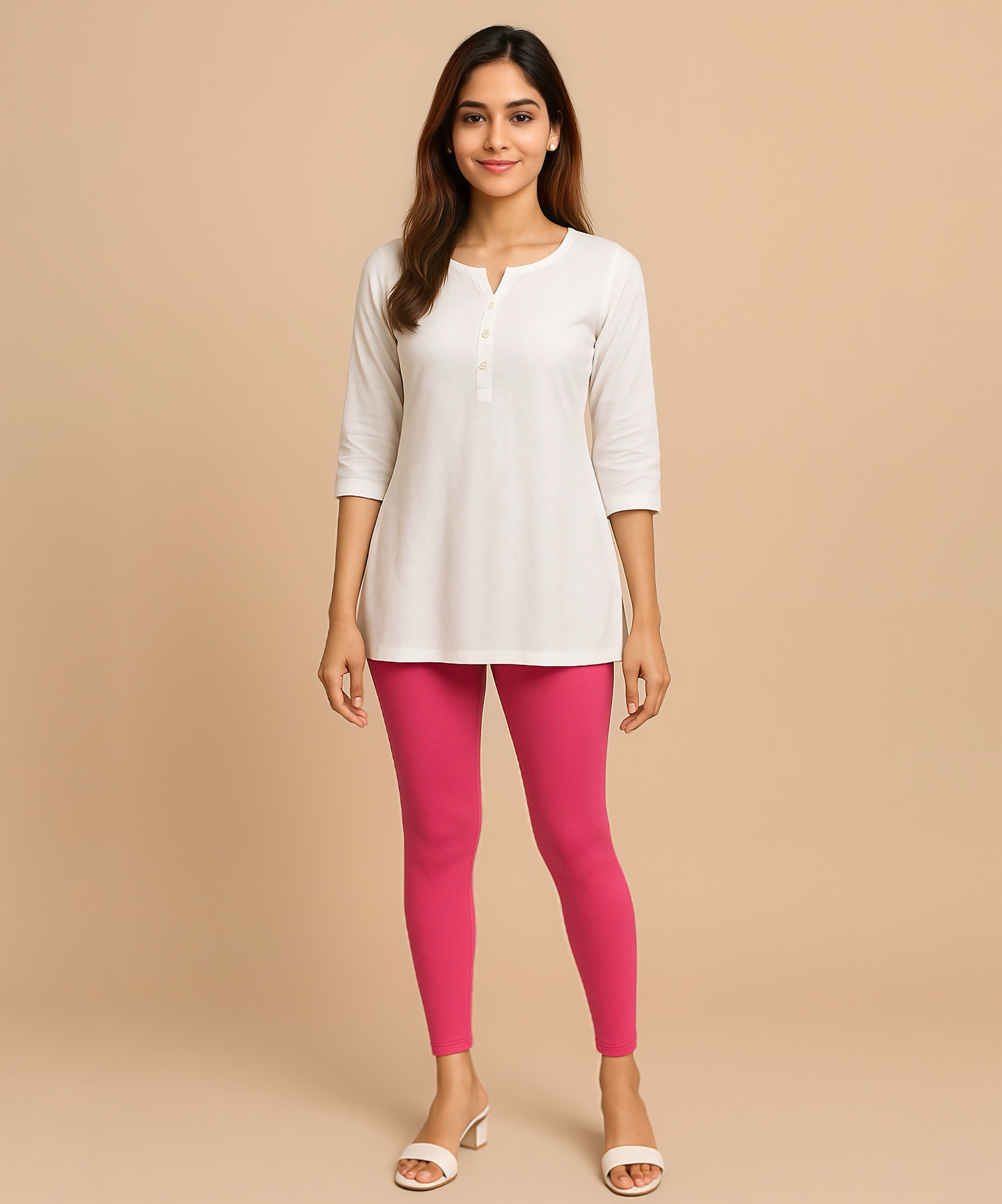 Pink Color Premium way Lycra Women Leggings (Ankle Length)