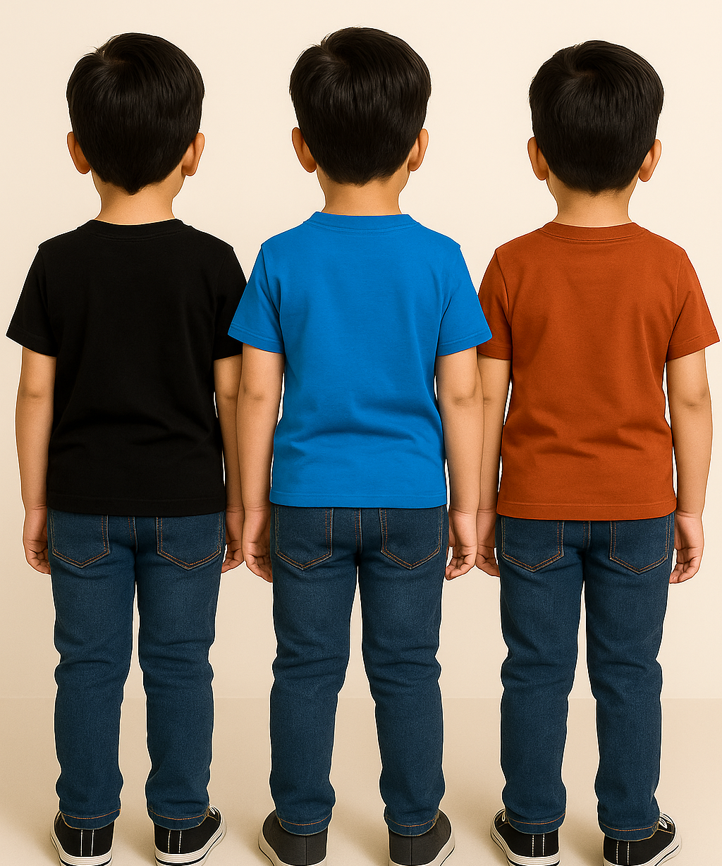 Kids 100% Cotton Fine Tshirt With Printed Multi Colour | Age 1 to 6 Years (Pack of 3 Pieces)