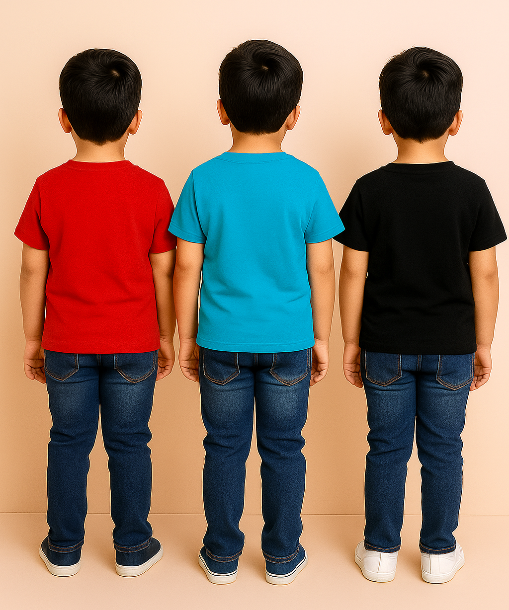 Kids 100% Cotton Fine Tshirt With Printed Multi Colour | Age 1 to 6 Years (Pack of 3 Pieces)