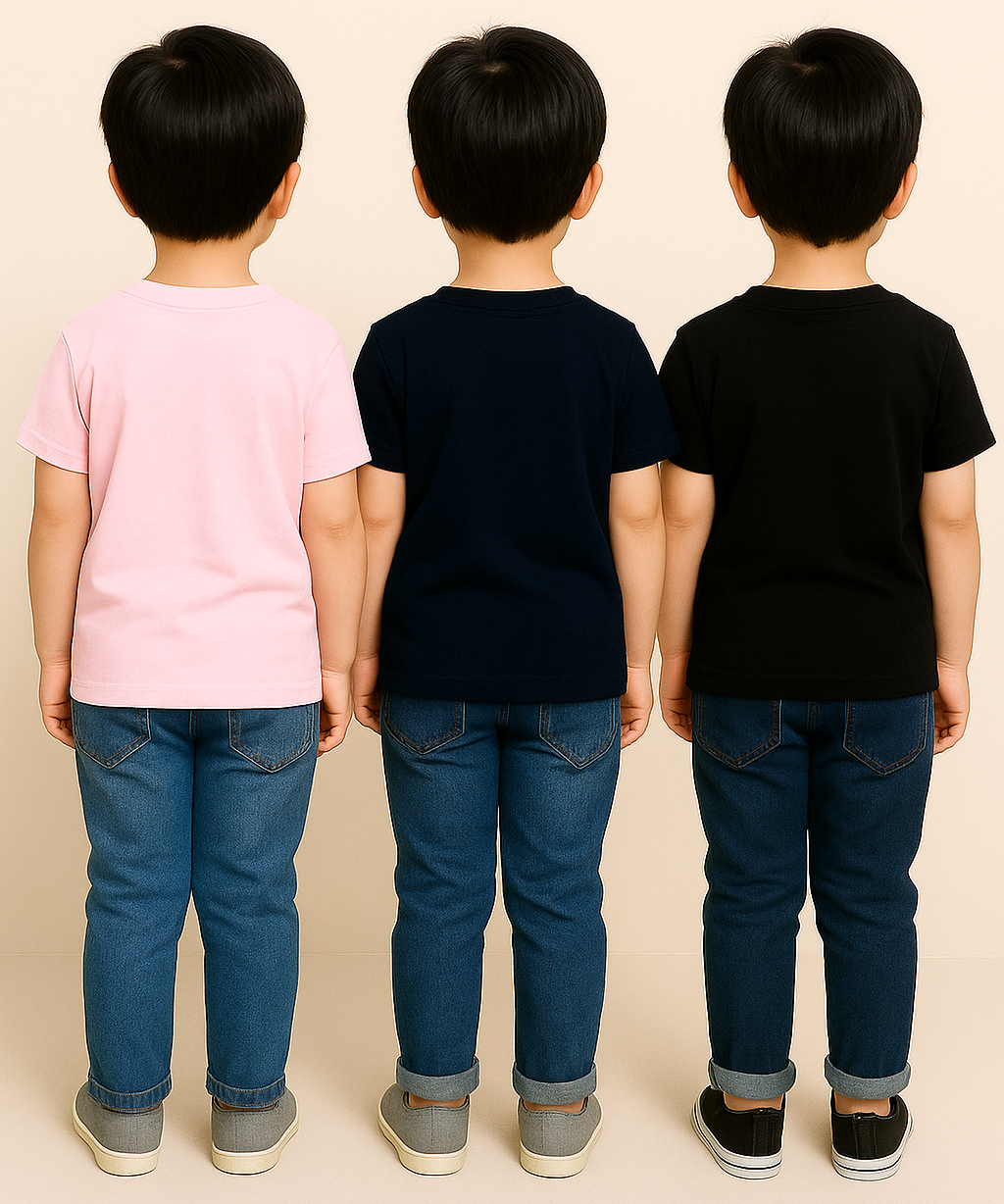 Kids 100% Cotton Fine Tshirt With Printed Multi Colour | Age 1 to 6 Years (Pack of 3 Pieces)