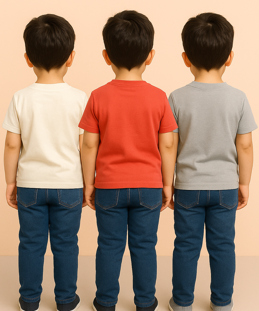 Kids 100% Cotton Fine Tshirt With Printed Multi Colour | Age 1 to 6 Years (Pack of 3 Pieces)