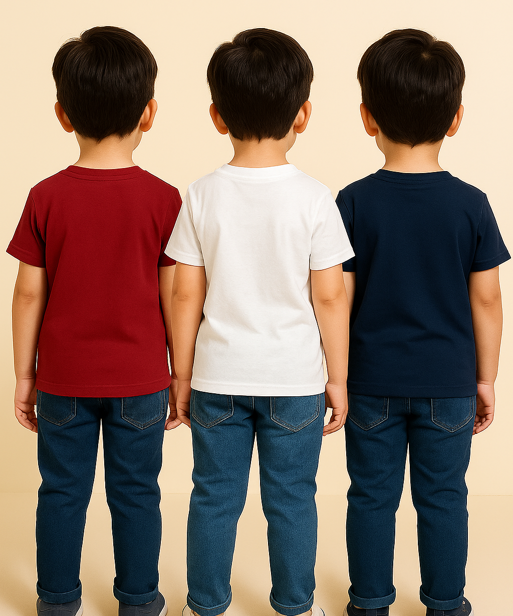 Kids 100% Cotton Fine Tshirt With Printed Multi Colour | Age 1 to 6 Years (Pack of 3 Pieces)