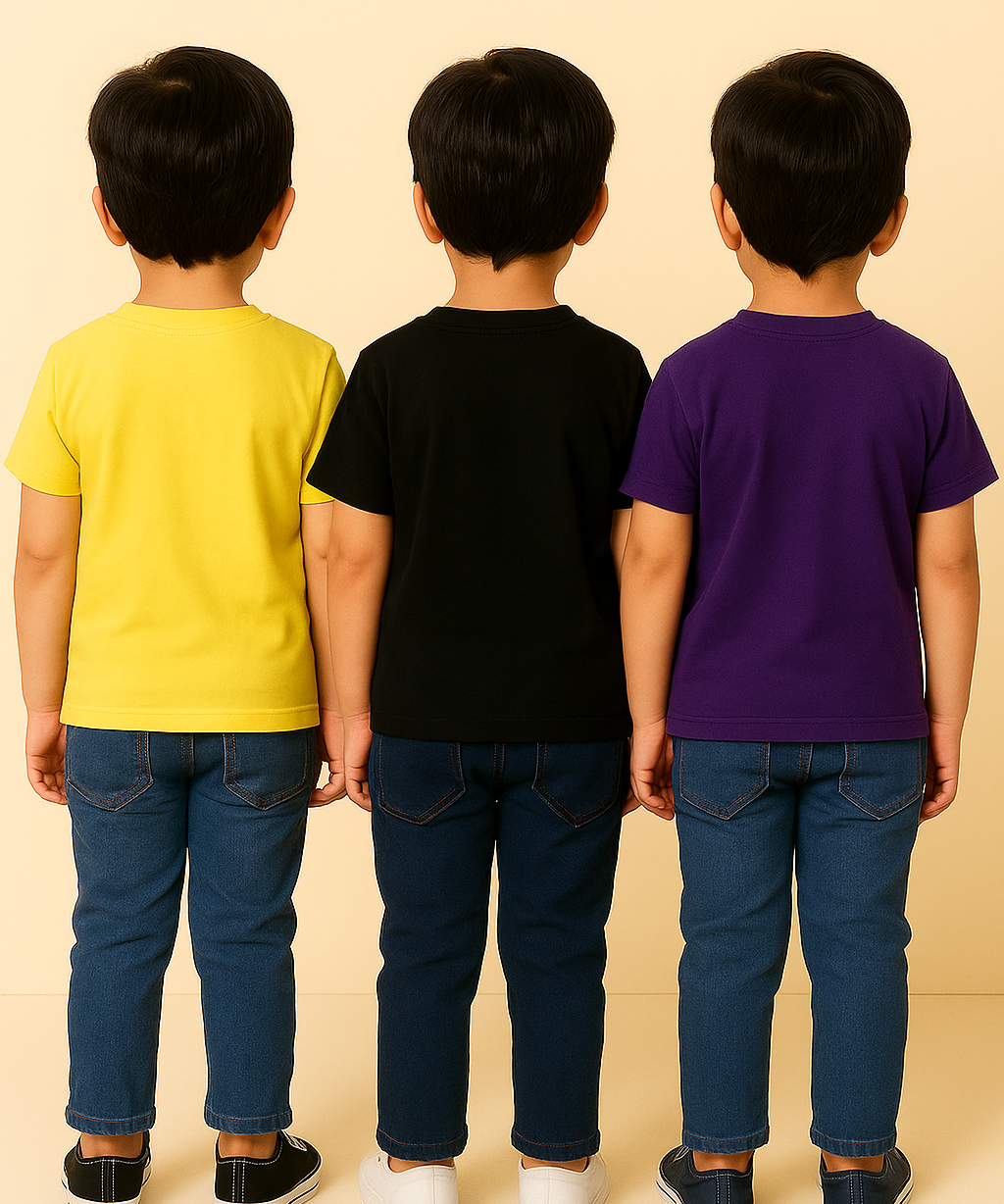 Kids 100% Cotton Fine Tshirt With Printed Multi Colour | Age 1 to 6 Years (Pack of 3 Pieces)