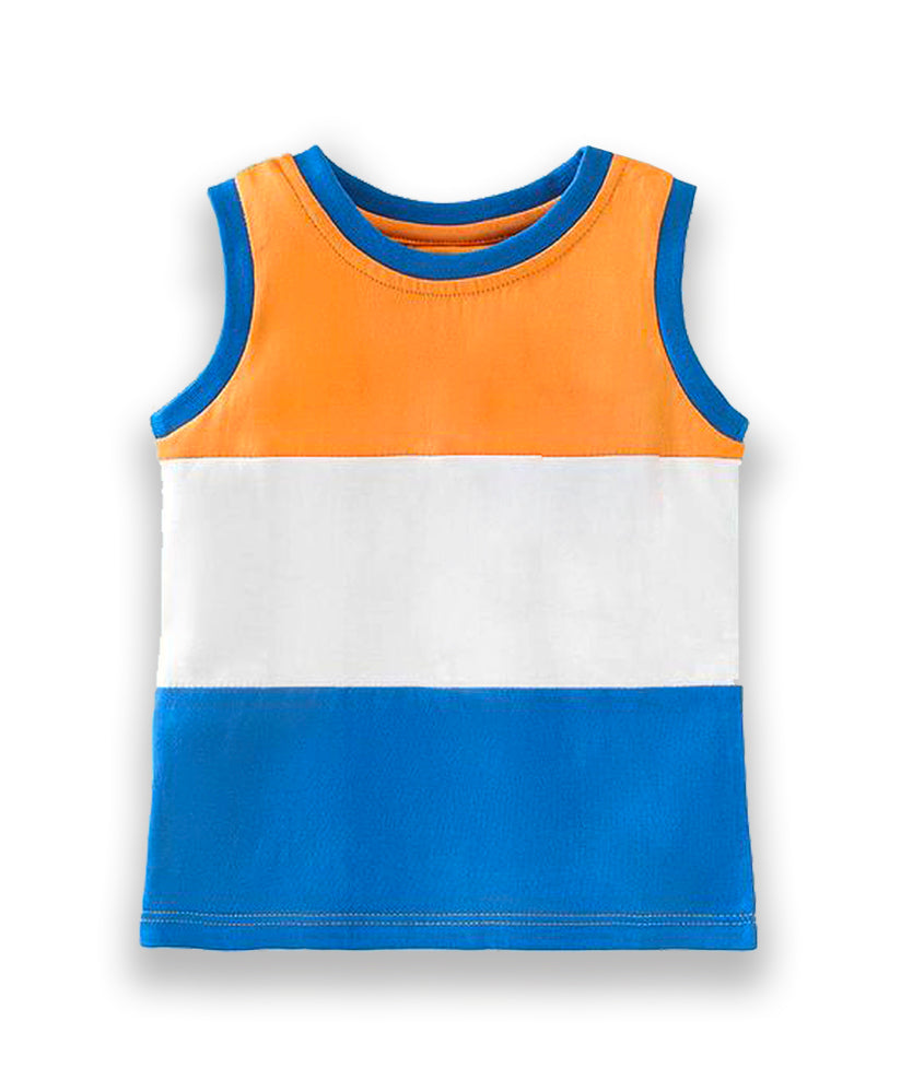 Cotton Stripes 3-4 Years/L Kids Sleeveless Tshirt (Pack of 5)